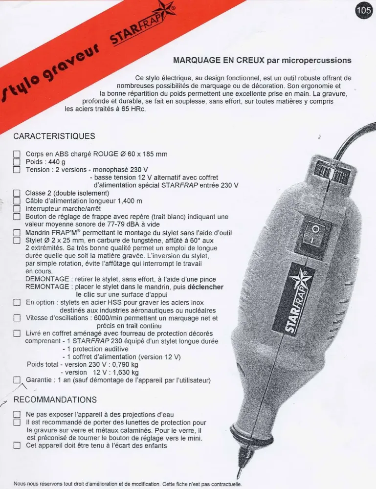 stylo graveur par marquage en creux